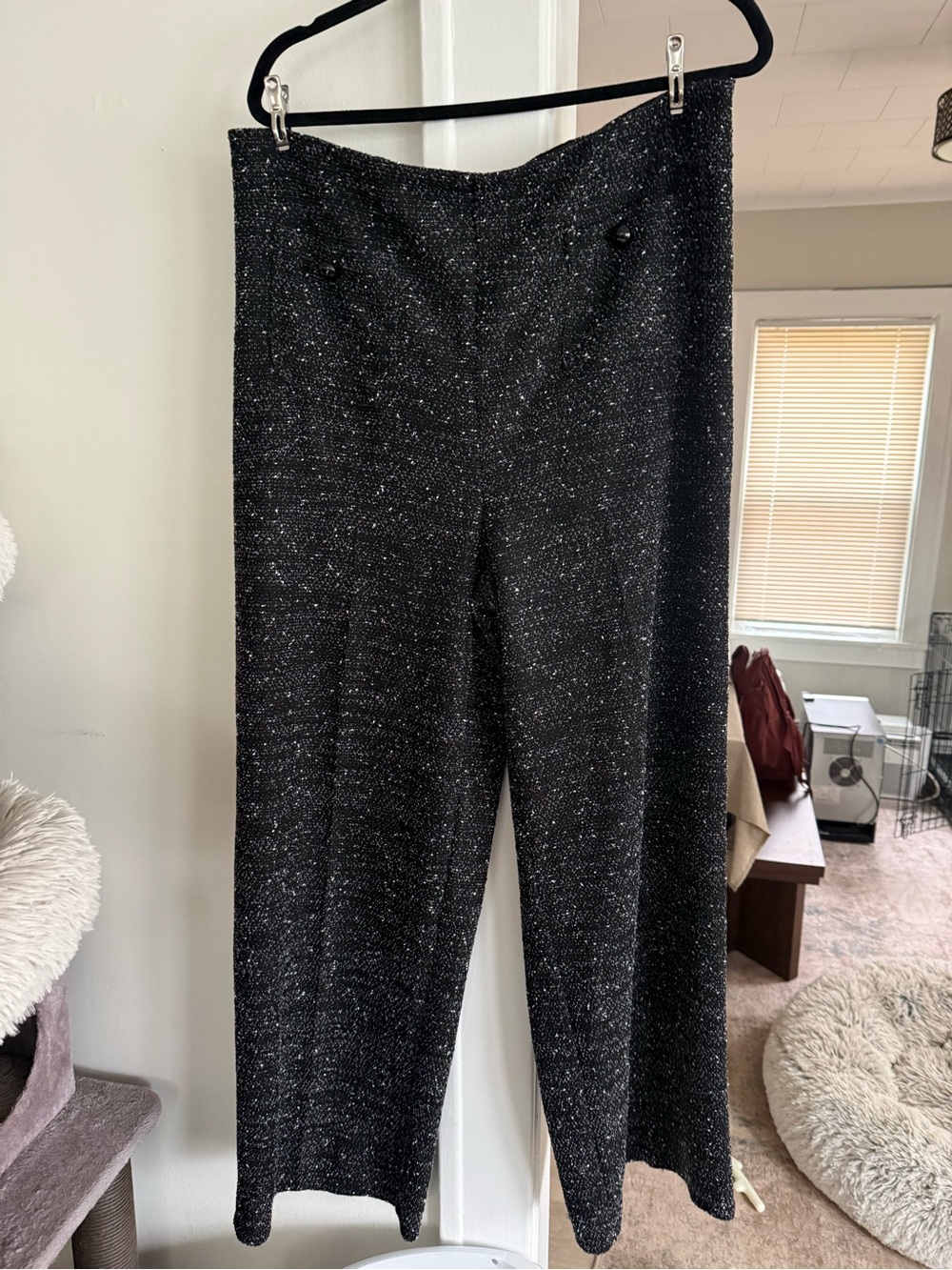 H&M Black Sparkle Cropped Wide-Leg Pants